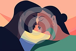 llustration of man kissing his couple