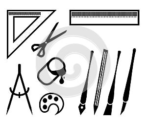 llustration of painting tools icon set
