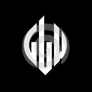 LLW circle letter logo design with circle and ellipse shape. LLW ellipse letters with typographic style. The three initials form a