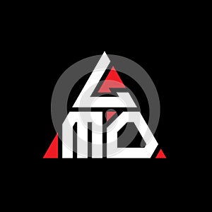LMO triangle letter logo design with triangle shape. LMO triangle logo design monogram. LMO triangle vector logo template with red