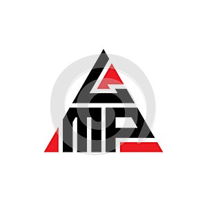 LMP triangle letter logo design with triangle shape. LMP triangle logo design monogram. LMP triangle vector logo template with red