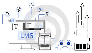 Digital Learning Management System with Interactive Tools and Progress Growth Concept