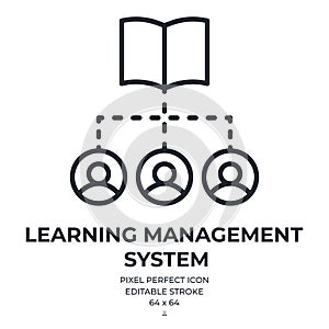 LMS learning management system icon editable stroke outline icon isolated on white background flat vector illustration. Pixel