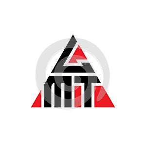 LMT triangle letter logo design with triangle shape. LMT triangle logo design monogram. LMT triangle vector logo template with red