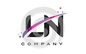 LN L N Black Letter Logo Design with Purple Magenta Swoosh photo