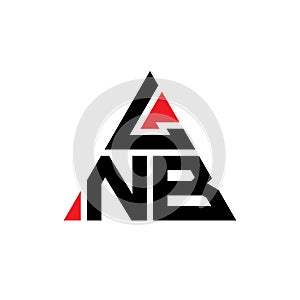 LNB triangle letter logo design with triangle shape. LNB triangle logo design monogram. LNB triangle vector logo template with red