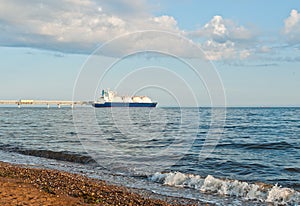 LNG carrier getting liquefied gas