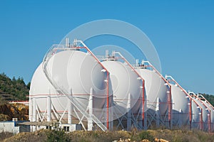 LNG/LPG storage tanks. Liquefied  petroleum gas LPG storage tanks. Gas plant photo