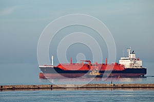 Lng ship a gas carrier vessel.