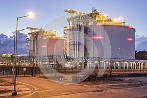 LNG storage tanks, LNG terminal in Swinoujscie, Poland photo