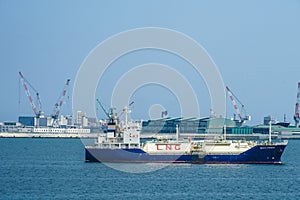 LNG tanker anchored in the port