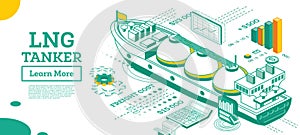 LNG Tanker. Isometric Gas Tanker. Commercial Water Transport