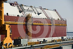 LNG tanker in shipyard