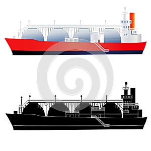 LNG tanker, , side view, vector photo