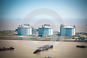 LNG tanks at the port