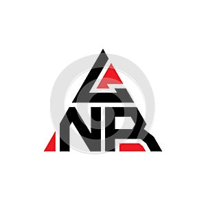 LNR triangle letter logo design with triangle shape. LNR triangle logo design monogram. LNR triangle vector logo template with red photo