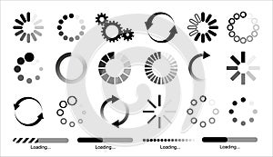 Load icon. Loading circle website buffer loader or preloader. Vector download or upload status icon