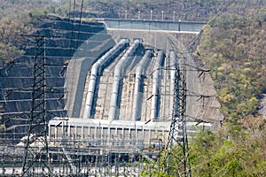 Load power plant of large dams on the river.