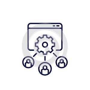 load testing line icon, users accessing service photo
