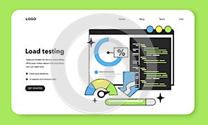 Load testing technique web banner or landing page. Software testing