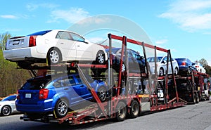 Loaded Cars Truck Trailer photo