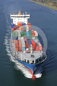 Loaded container ship