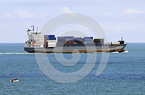 Loaded Container Ship, Blue Water, World Economy