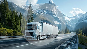 Loaded European truck on motorway