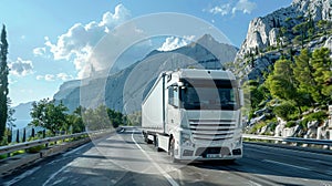 Loaded European truck on motorway