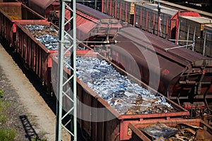 Loaded freight train with scrap