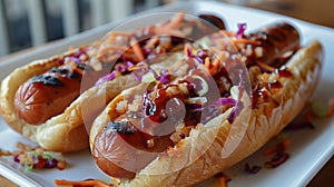 Loaded Hot Dog on Plate