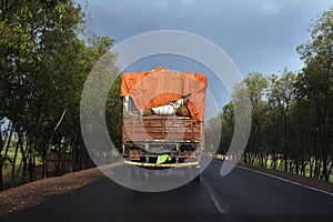 A loaded Truck in Highway,India