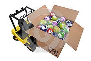 Loader with box full globes