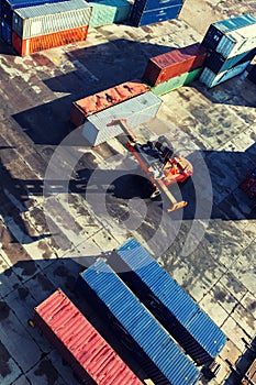 Loader containers on site at the port