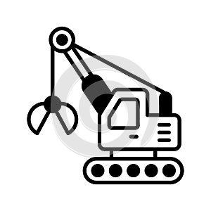 Loader Crane vector Solid icon style illustration. EPS 10 file