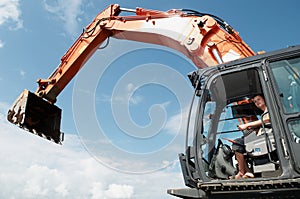 Loader excavator at construction