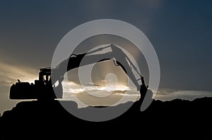 Loader excavator silhouette photo