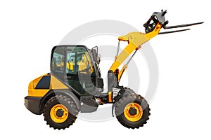 Loader or forklift construction truck isolated with clipping path