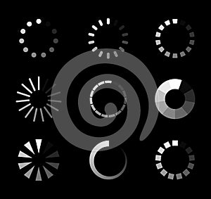 Loader icon for time of upload in website. Progress of download symbol on internet page. Wait button for video. Data processing