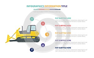 Loader infographic template concept with five points list and various color with clean modern white background - vector