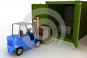 Loader loads in the container of box