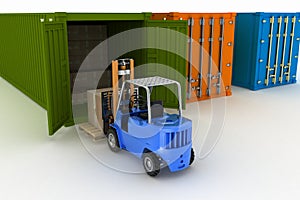 Loader loads in the container of box