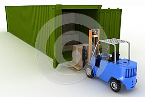 Loader loads in the container of box