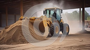 Loader reloads sand and gravel at a building materials warehouse, Generative AI