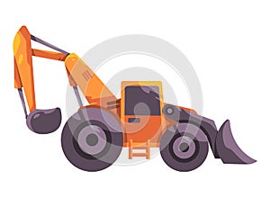 Loader shovel builder construction mining vehicle truck excavation illustration yellow toy yellow orange heavy machinery