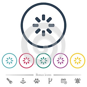 Loader symbol flat color icons in round outlines