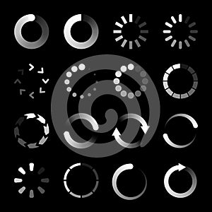 Loader symbol Icon set, Symbol of progress loading bar or Buffering of Download or Upload, Loading icon, Vector and Illustration
