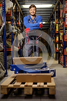 Loader using hand pallet truck