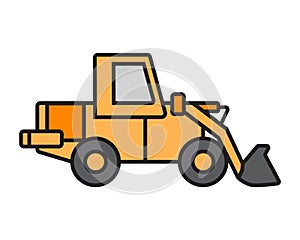 loader vector illustration design. heavy construction machines equipment for building project