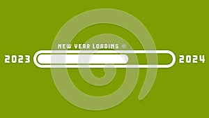 Loading 2023 to 2024 progress bar green screen Animation. Happy new year 2024 welcome. Year changing from 2023 to 2024. end of